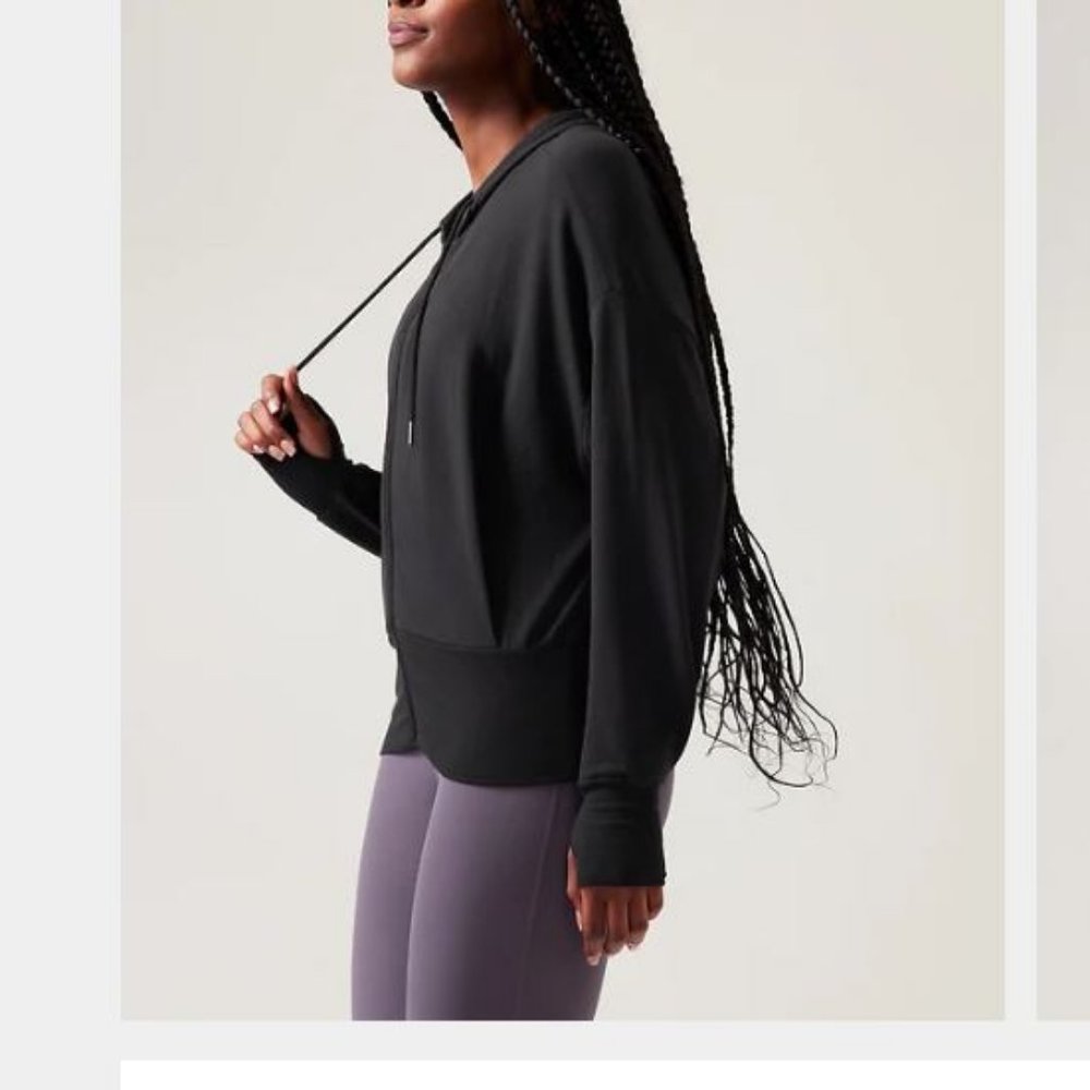 ATHLETA Plus Balance Black Zipped Jacket Hoodie Sweatshirt 1X - Picture 3 of 3